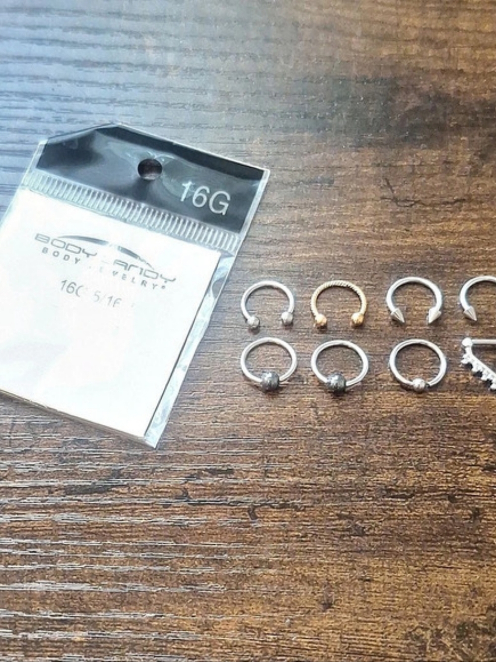 BodyJ4You Body Jewelry 16G 5/16" Silver & Gold NWT